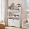Warm White-Walnut Particleboard Shoe Cabinet with 3 Flip Drawers and Anti-Tip Kit